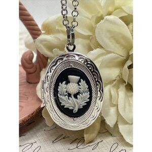 Scottish Thistle  Necklace Locket Silver EASTER  pendant IRISH CELTIC GIFT photo